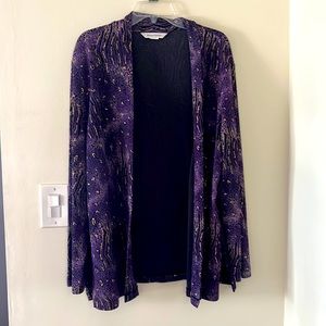 Medium/Large women’s flowy jacket. Purple and gold
